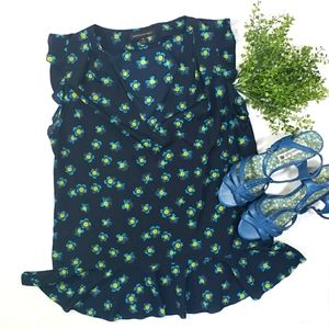 Banana Republic Floral Peplum Sleeveless Top Blouse